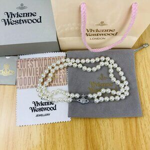 NEW Vivienne Westwood Double Layer Pearl Magnetically Absorbing Button Necelace
